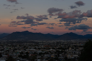 sunset over the city