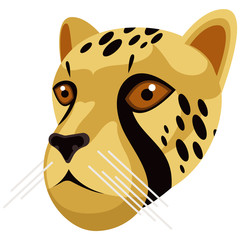 Cheetah portrait made in unique simple cartoon style. Head of cheetah. Isolated icon for your design. Vector illustration