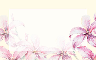Floral watercolor hand painted frame in a watercolor style. Could be used for background, wedding invitations, greeting cards, pattern, frame or border.