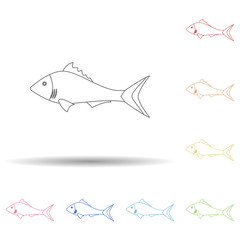 a fish flat in multi color style icon. Simple thin line, outline vector of Summer icons for ui and ux, website or mobile application