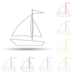 sailboat flat in multi color style icon. Simple thin line, outline vector of Summer icons for ui and ux, website or mobile application