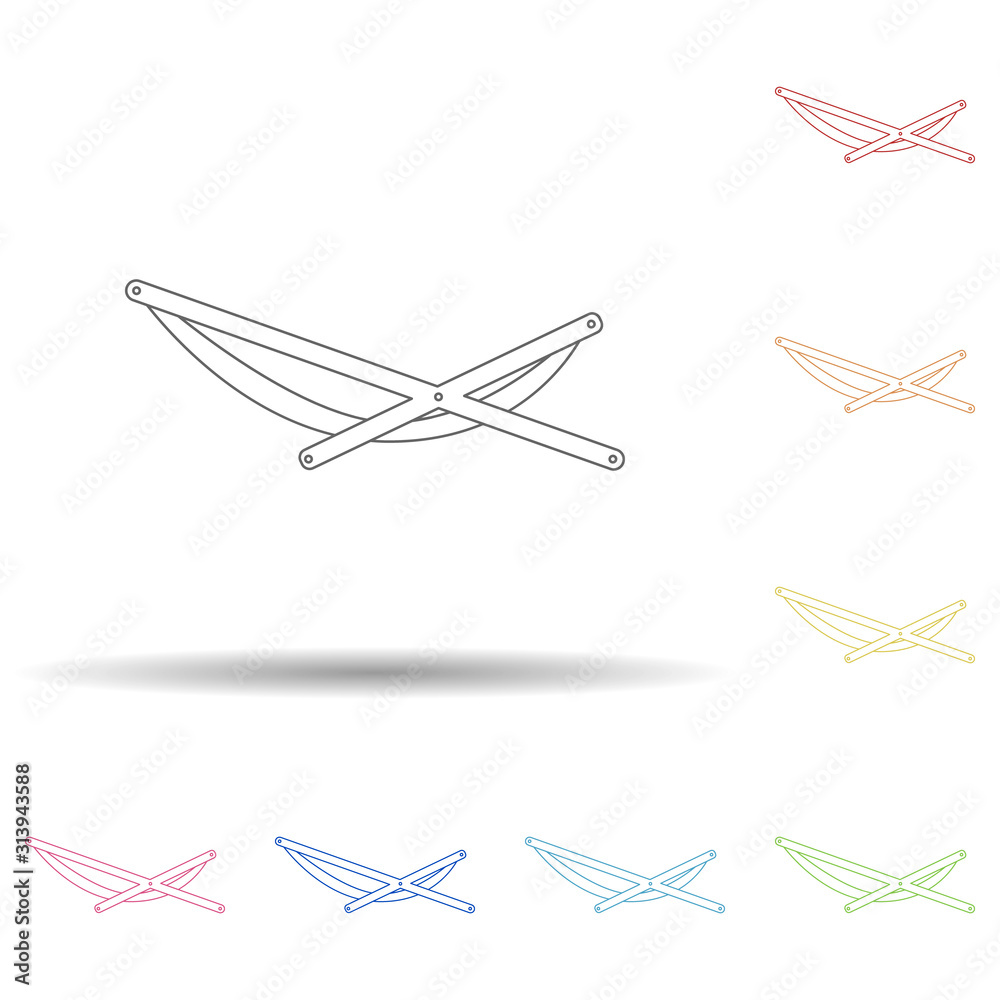 Poster chaise-longue flat in multi color style icon. simple thin line, outline vector of summer icons for u