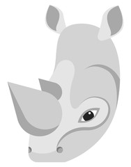 Rhinoceros portrait made in unique simple cartoon style. Head of rhino. Isolated icon for your design. Vector illustration