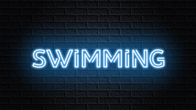 blue neon video animation swimming