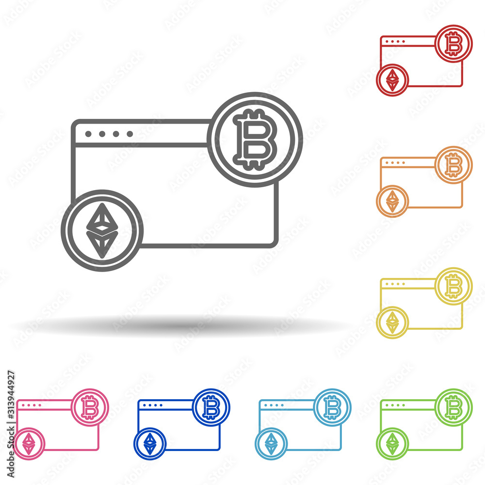 Poster web multi color style icon. simple thin line, outline vector of cryptocurrency icons for ui and ux, 