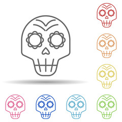 day of the dead, skull multi color style icon. Simple thin line, outline vector of day of the dead icons for ui and ux, website or mobile application