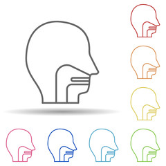 Throat, disease, medical in multi color style icon. Simple thin line, outline vector of charity icons for ui and ux, website or mobile application