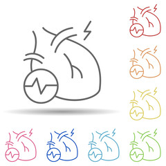 Heart rate, disease, medical in multi color style icon. Simple thin line, outline vector of charity icons for ui and ux, website or mobile application