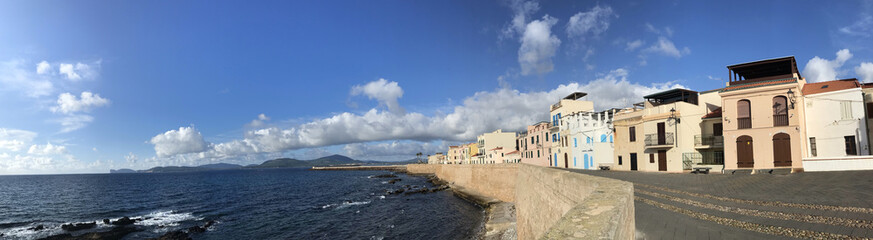 seafront bastions at alghero, sardinia, italy