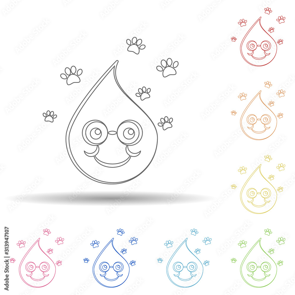 Poster emoji nerd in multi color style icon. simple thin line, outline vector of emoji icons for ui and ux,
