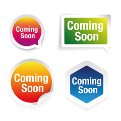 Coming Soon colorful label set