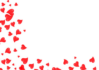 Valentine`s day concept background. Red valentine hearts on white background isolated.