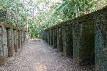 Vestige des prisons du bagne des annamites (1931) à Montsinéry-Tonnegrande en Guyane française