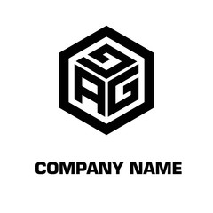 logo hexagon style initial letter for a company and industry