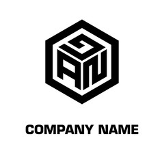 logo hexagon style initial letter for a company and industry