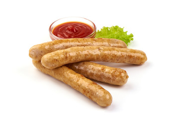 Grilled Chicken Sausages, isolated on white background