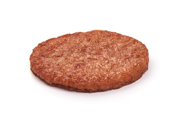 Fried Burger meat, ingredients for hamburger, isolated on white background