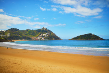 Fototapeta na wymiar Scenic view of La Concha beach in San Sebastian, Spain