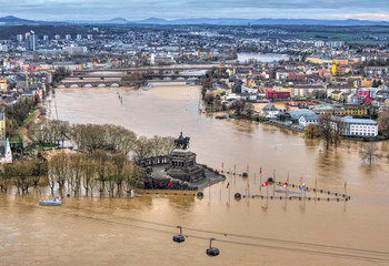 Hochwasser bei Koblenz (Rhein und Mosel)