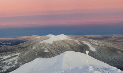 Mountains in winter. Bieszczady National Park, Połonina Wetlińska