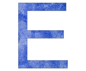 Blue fingerprint - Letter E of the alphabet