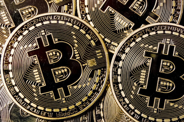 Fototapeta na wymiar Bitcoin cryptocurrency coins texture background