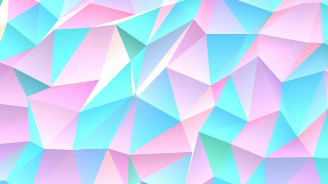 Abstract cg low polygonal blue and pink surface. Geometric triangular lines. 4k motion technology background. Triangle segments. Luxury backdrop.