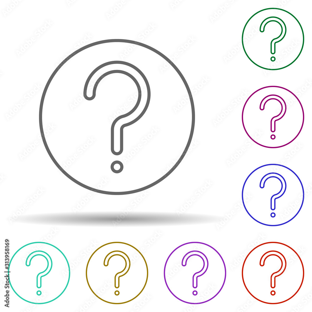 Poster question in round multi color icon. simple thin line, outline vector of web icons for ui and ux, web