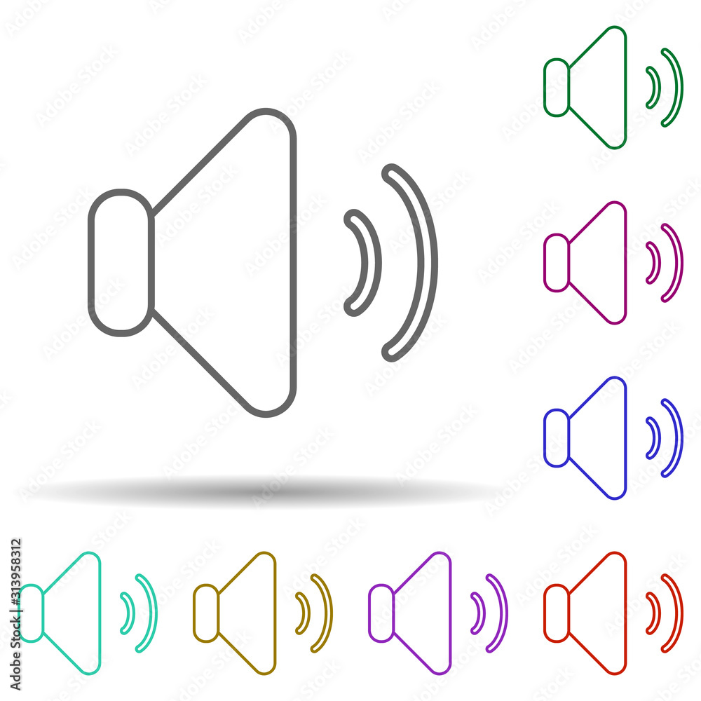 Poster sound sign multi color icon. simple thin line, outline vector of web icons for ui and ux, website or