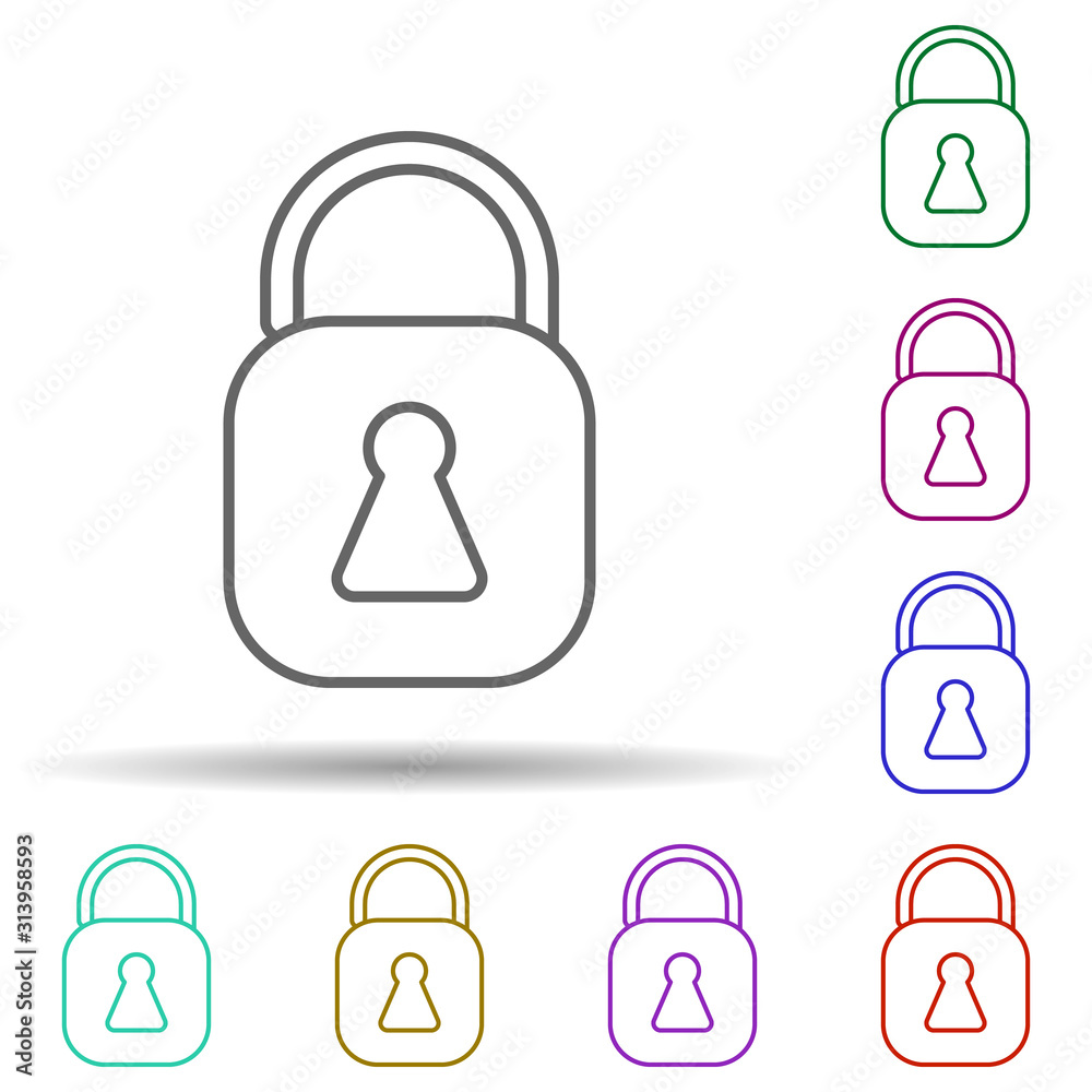 Poster Lock multi color icon. Simple thin line, outline vector of web icons for ui and ux, website or mobile application