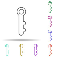Key multi color icon. Simple thin line, outline vector of web icons for ui and ux, website or mobile application