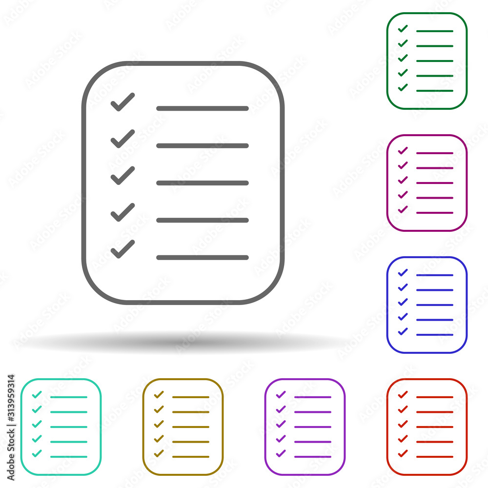 Poster checklist multi color icon. simple thin line, outline vector of web icons for ui and ux, website or 