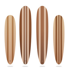 Vector wooden long surfboard set. To see the other vector surfboard illustrations , please check Surfboards collection.