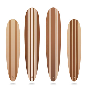 Vector wooden long surfboard set. To see the other vector surfboard illustrations , please check Surfboards collection.