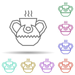 Atole, jug, steam multi color style icon. Simple thin line, outline vector of dia de muertos icons for ui and ux, website or mobile application