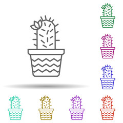 Cactus, flower, plant multi color style icon. Simple thin line, outline vector of dia de muertos icons for ui and ux, website or mobile application