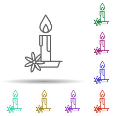 Candle, flower, flame multi color style icon. Simple thin line, outline vector of dia de muertos icons for ui and ux, website or mobile application
