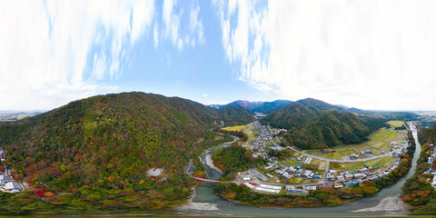Eigenji in Autumn, Aerial 360 VR Panoramic VIew JAPAN