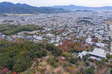 Kyoto Neighborhoods, Wide View from Arashiyama with Copy Space