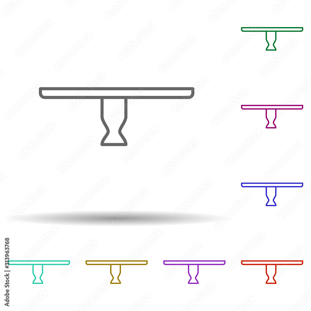 Poster round table multi color style icon. simple thin line, outline vector of furniture icons for ui and u