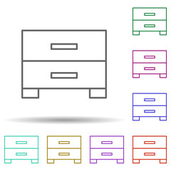 bedside table multi color style icon. Simple thin line, outline vector of furniture icons for ui and ux, website or mobile application