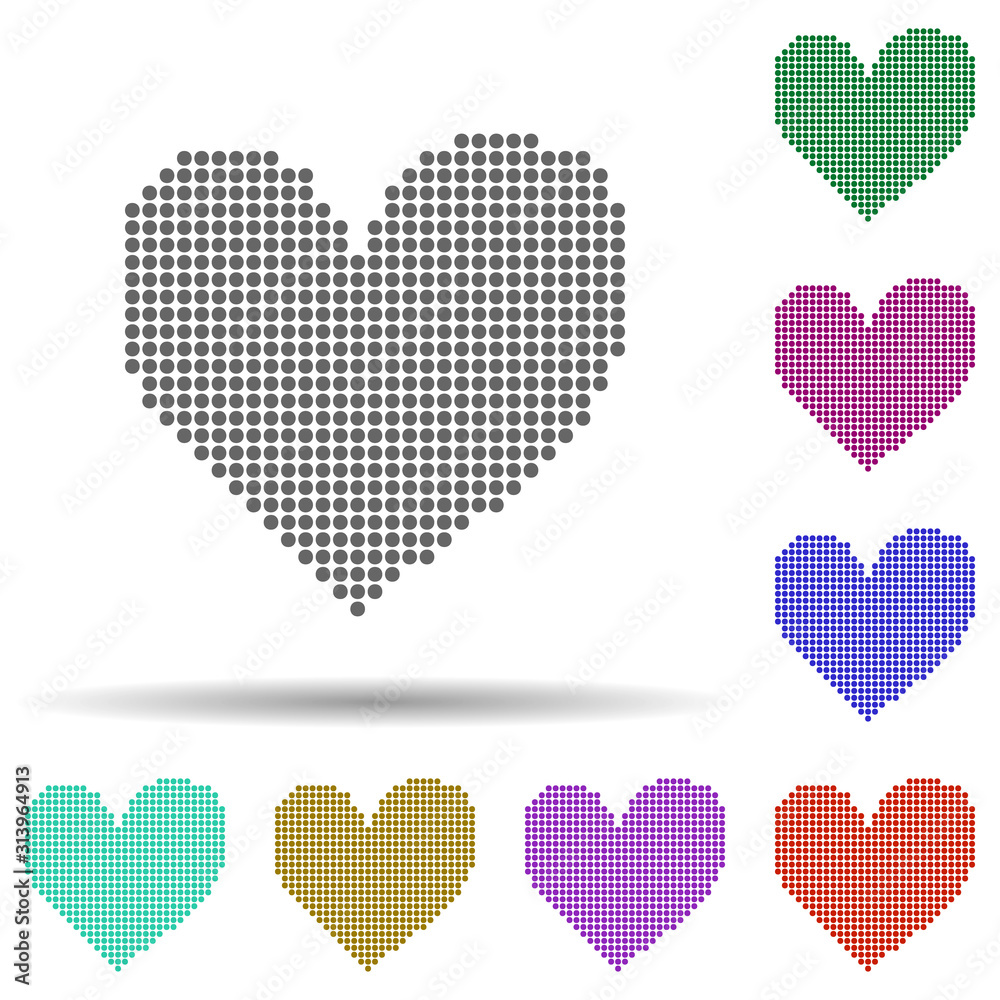 Poster heart points in multi color style icon. simple glyph, flat vector of heart icons for ui and ux, webs