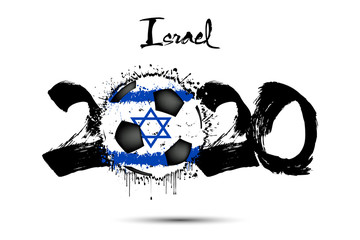 2020 and soccer ball in color of Israel flag