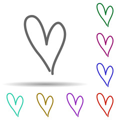 Heart hand drawn in multi color style icon. Simple glyph, flat vector of heart icons for ui and ux, website or mobile application