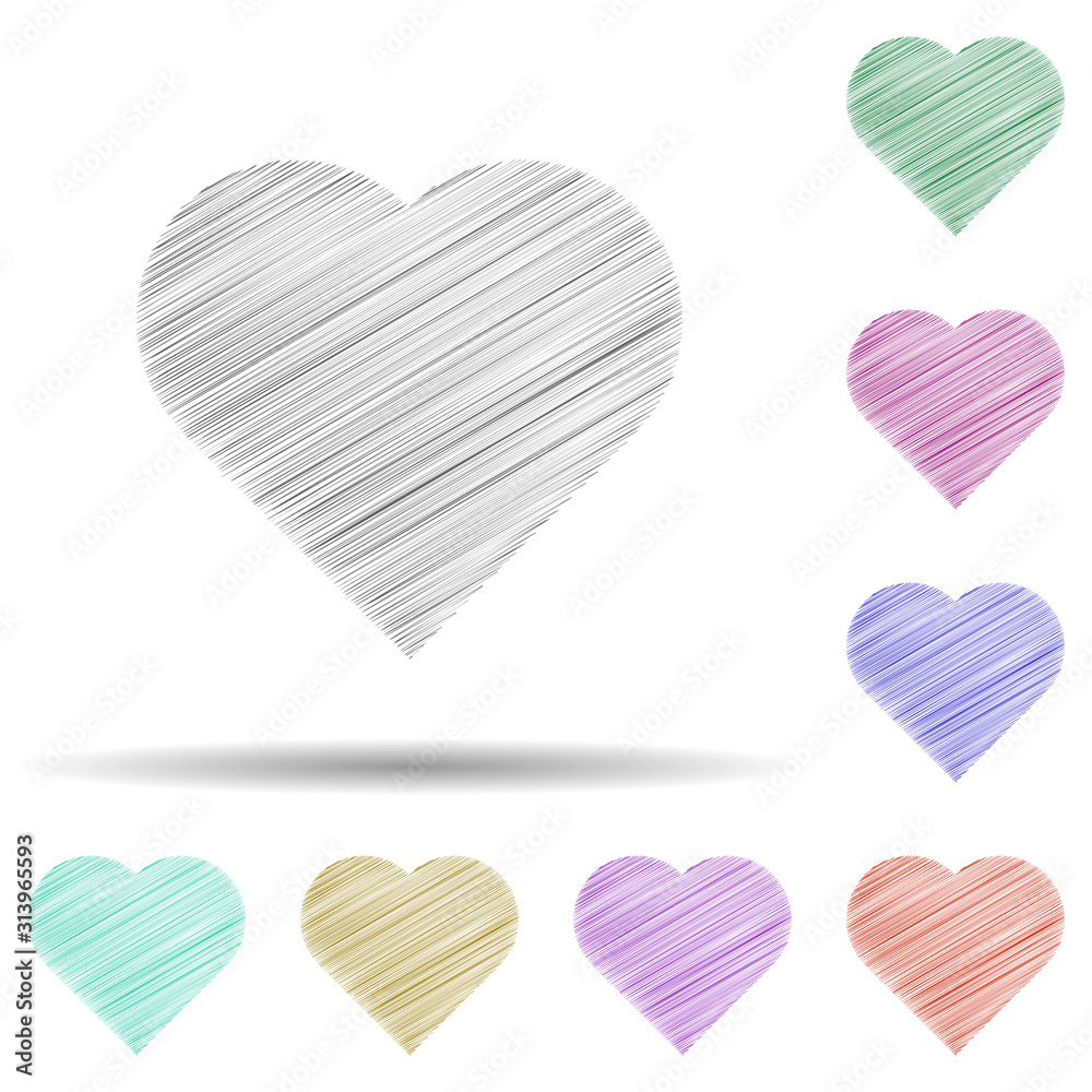 Poster heart lines in multi color style icon. simple glyph, flat vector of heart icons for ui and ux, websi