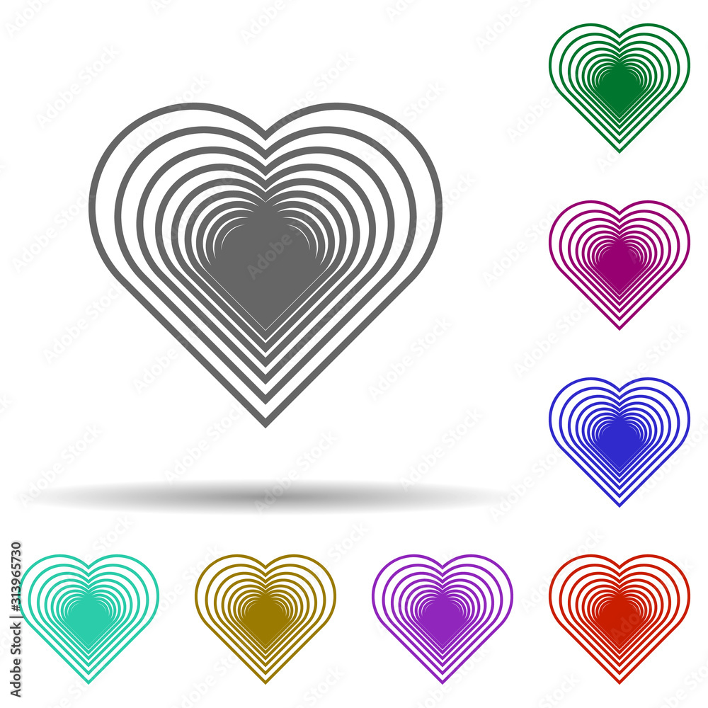 Poster heart outline in multi color style icon. simple glyph, flat vector of heart icons for ui and ux, web