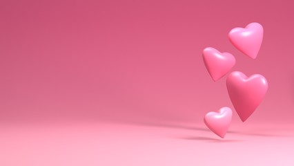 3d rendering of heart in Valentine Day
