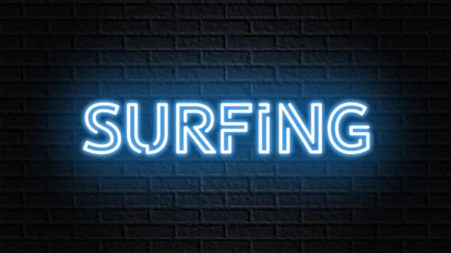 blue neon video animation surfing