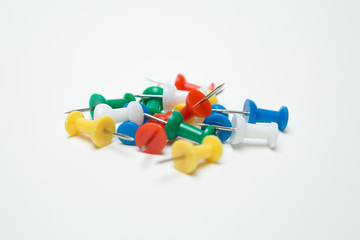 Obraz premium Colorful of Many pins on white background