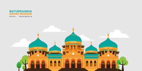 Obraz premium mosque illustration with flat design concept